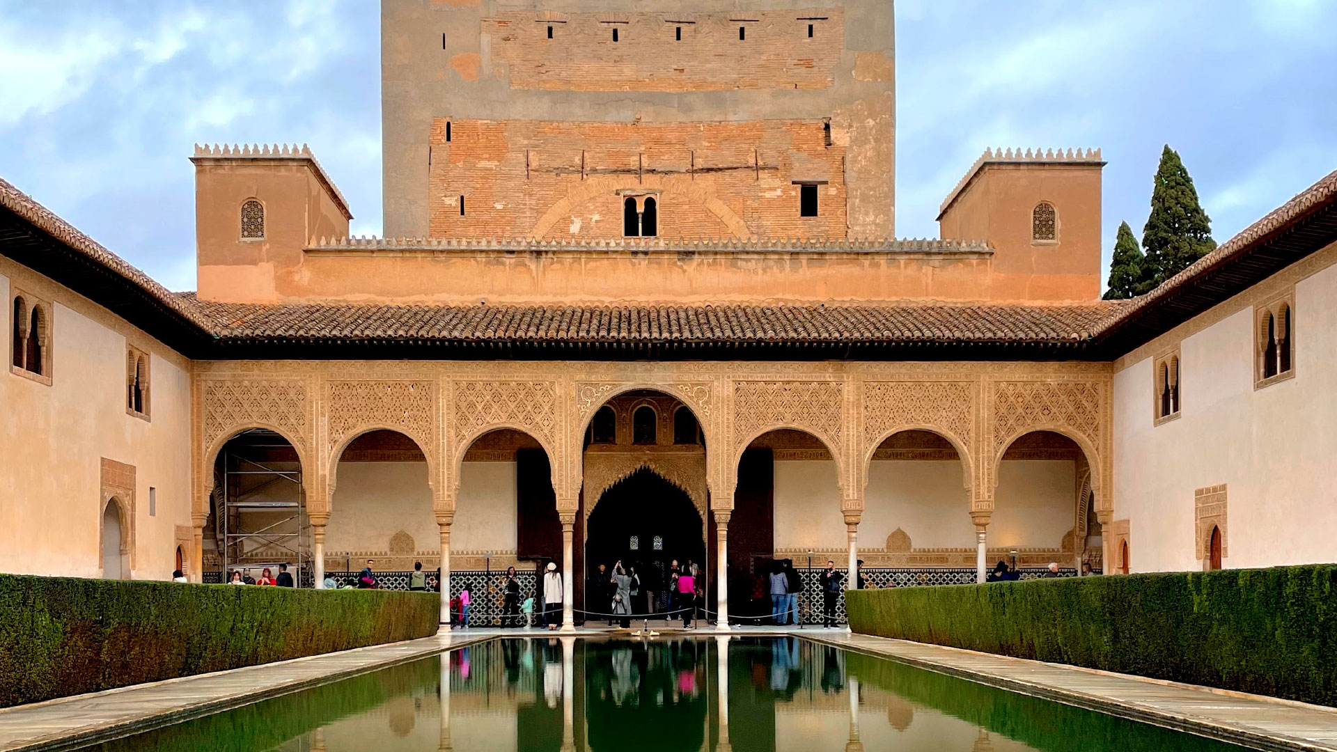 Historical portico of the Alhambra palace in Spain