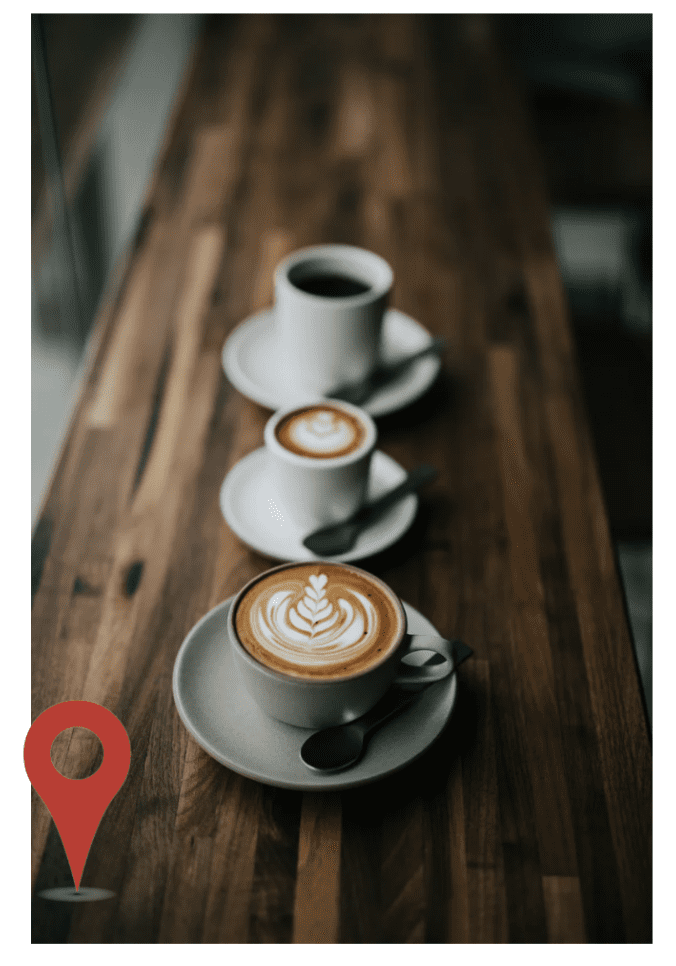 Three cups of coffees on a table