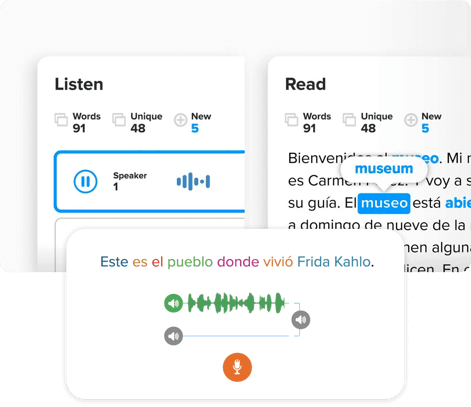 An example of the listening and reading passage in the Mango Spanish course